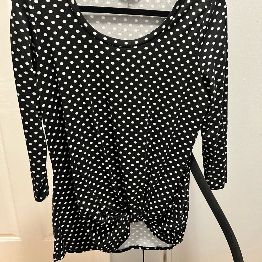 Elegant Black and White Polka Dot Blouse